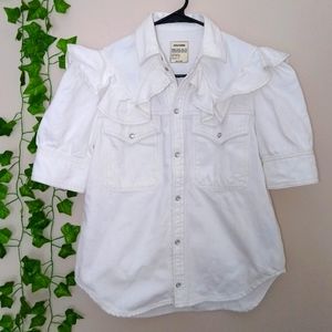 #50 Zadig & Voltaire denim top ruffle XS